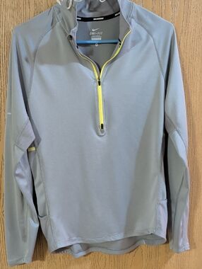Nike Light Gray Dri-FIT Half-Zip Pullover with Yellow Trim